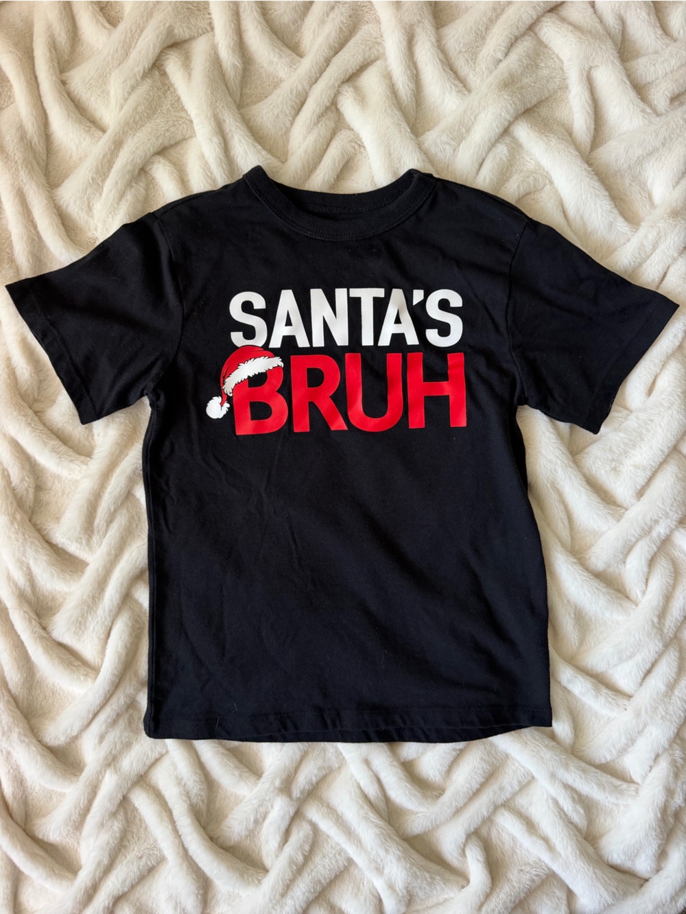 The Children's Place Black Short Sleeve Graphic Tee with White and Red Print